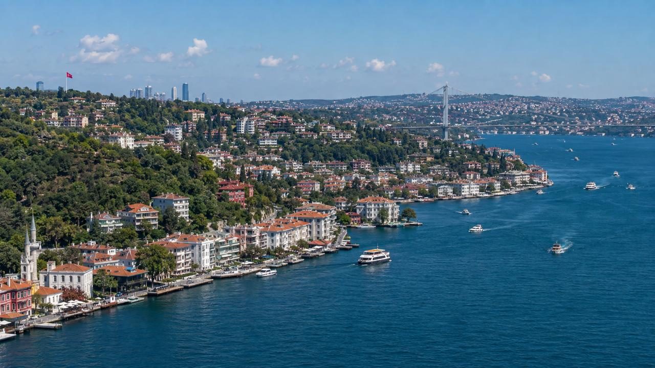 Bosphorus villas for sale in Besiktas - the European shore of the Bosphorus with the Bosphorus Bridge